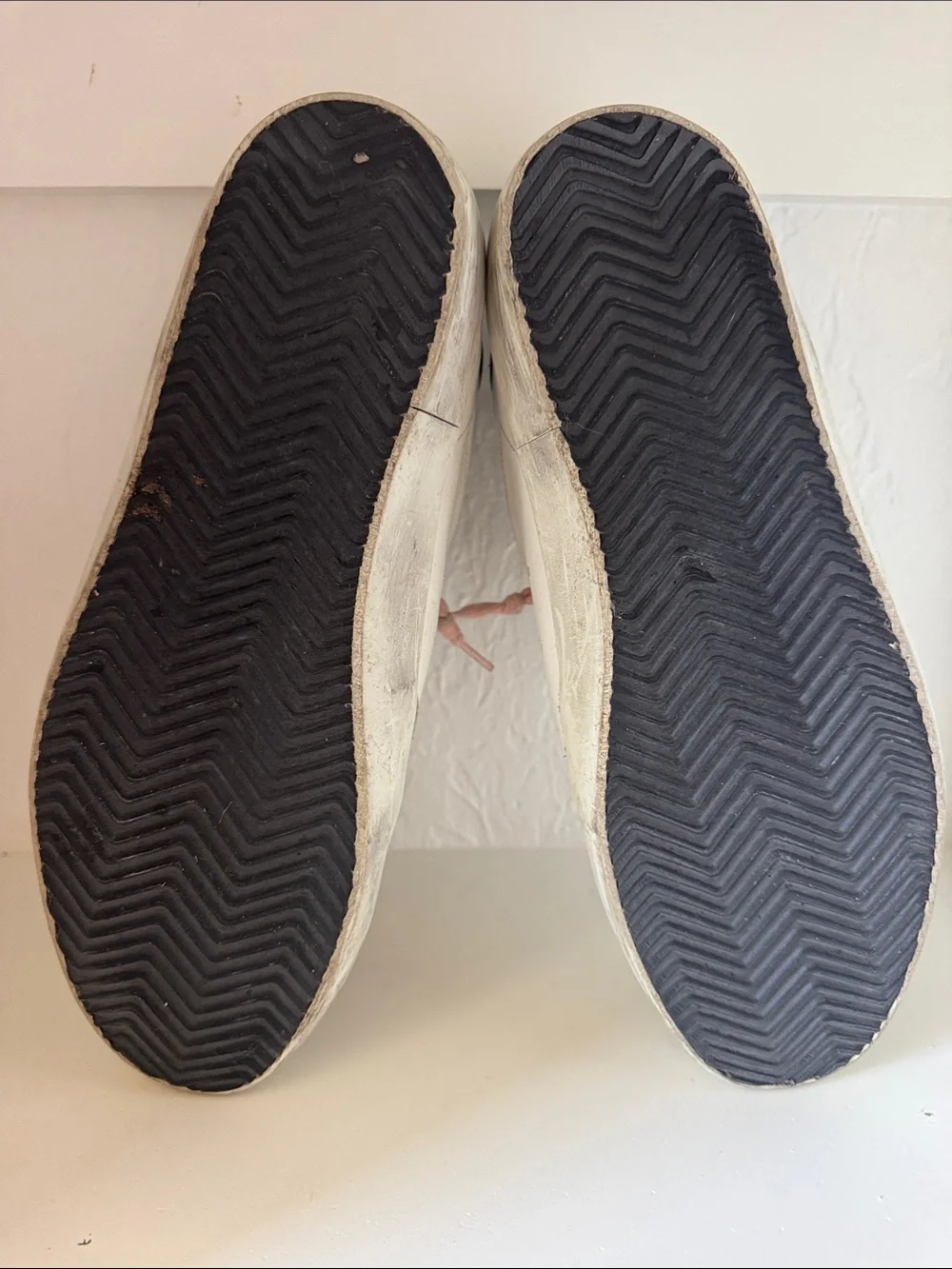 Golden Goose Limited Edition White Sneakers with Pink Laces, Silver Glitter
